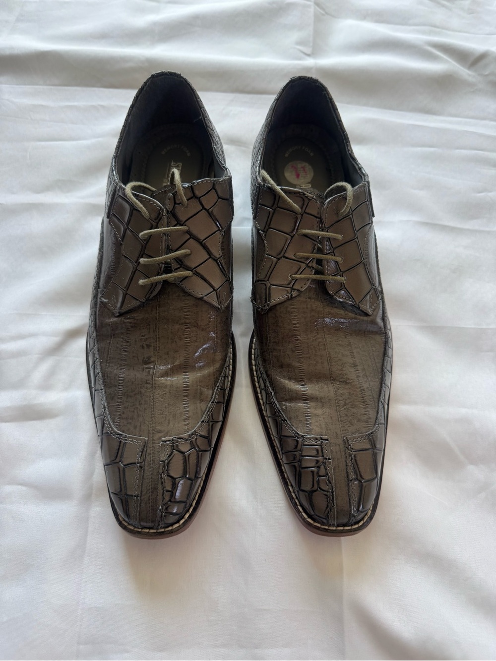 Stacy Adams Brown Croc-Embossed Lace-Up Dress Oxfords